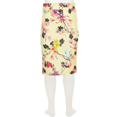 Girls yellow floral print skirt